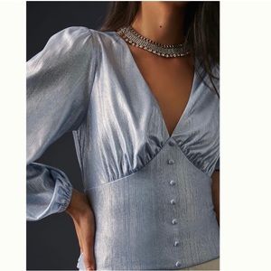Anthropologie Flat White Shimmer Blouse
